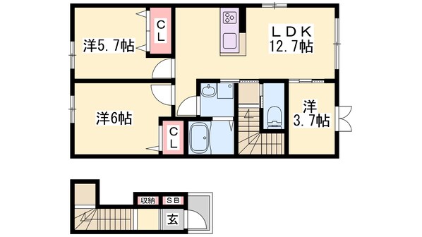 カーサ　レジオ　ＳＵＮ棟の物件間取画像